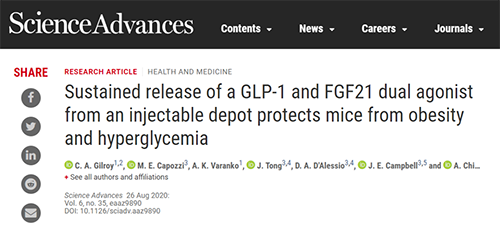 GLP1-ELP和ELP-FGF21协同治疗具有减肥作用 JJB竞技宝